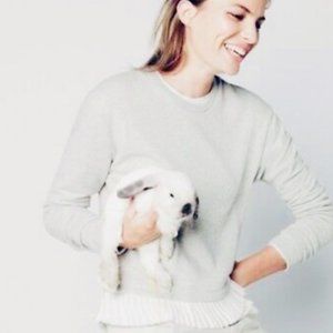 J. Crew cream cotton top with ruffle hem size medium